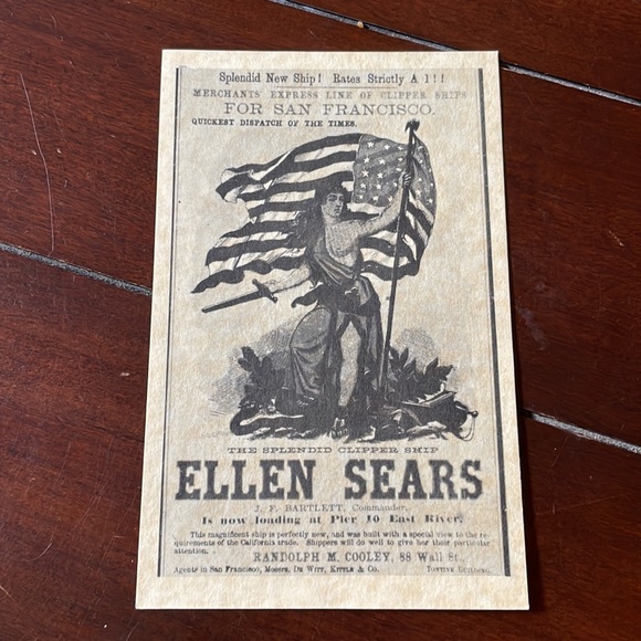 Clipper Ship Sailing Notices as Postcards - Picture 3 of 8